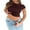 Dark Brown, variant on Michellecmm Women Short Sleeve Crop Tops Solid Color Slim Fit Summer Basic T-shirt