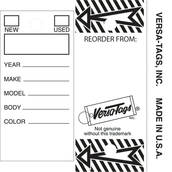 SSWBasics Laminated Key Tag - White - Key Rings Included - 1¼"W x 3"H - Box of 250