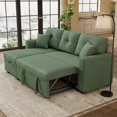 thumbnail image 2 of Muumblus Convertible Pull Out Sofa Bed, L-Shaped Sectional Sleeper Couch with Storage Chaise, Green Polyester, 2 of 11