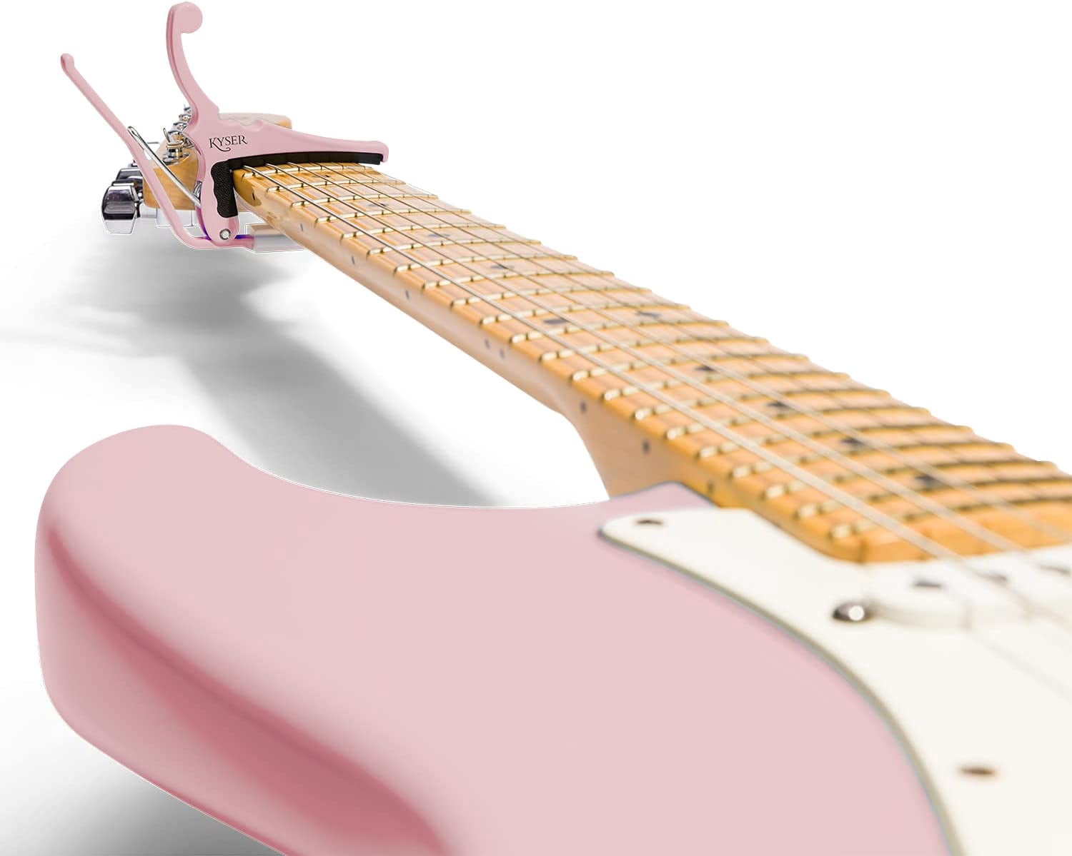 KMC Music KGEFSPA-U Fender X Quick-Change Electric Guitar Capo, Shell Pink
