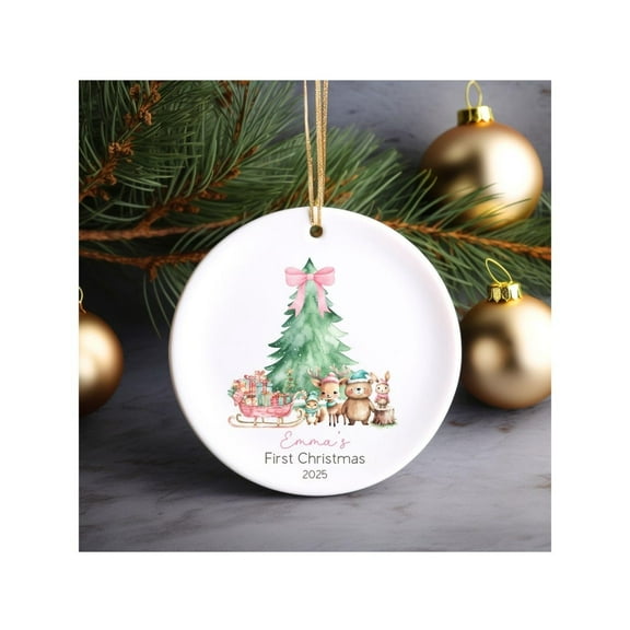 Baby First Christmas Ornament 2025, Personalized Baby Girl Christmas Ornament, Baby Girl Name Baby Shower Gift,