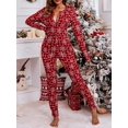 thumbnail image 1 of Mono de pijama navideño para mujer, de manga larga, cuello redondo, a cuadros o con cierre de botones, ropa de dormir para estar en casa, 1 of 1