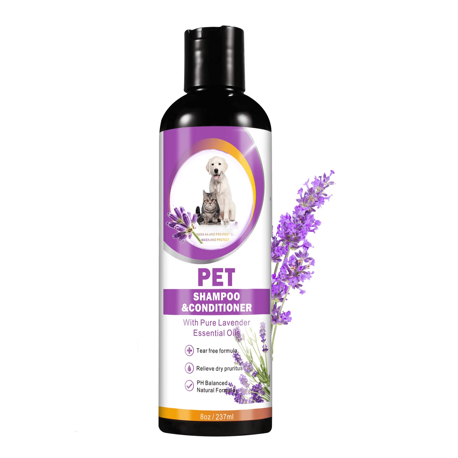Dog Shampoo and Conditioner Pet Odor Eliminate, Nourish & Detangle for Silky Soft Coat, Deep Cleaning Natural Extracts Lavender Scent 8 oz