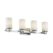 Scarlett Contemporary 4 Light Chrome Finish Bath Vanity Light Etched White Glass - 29 in.