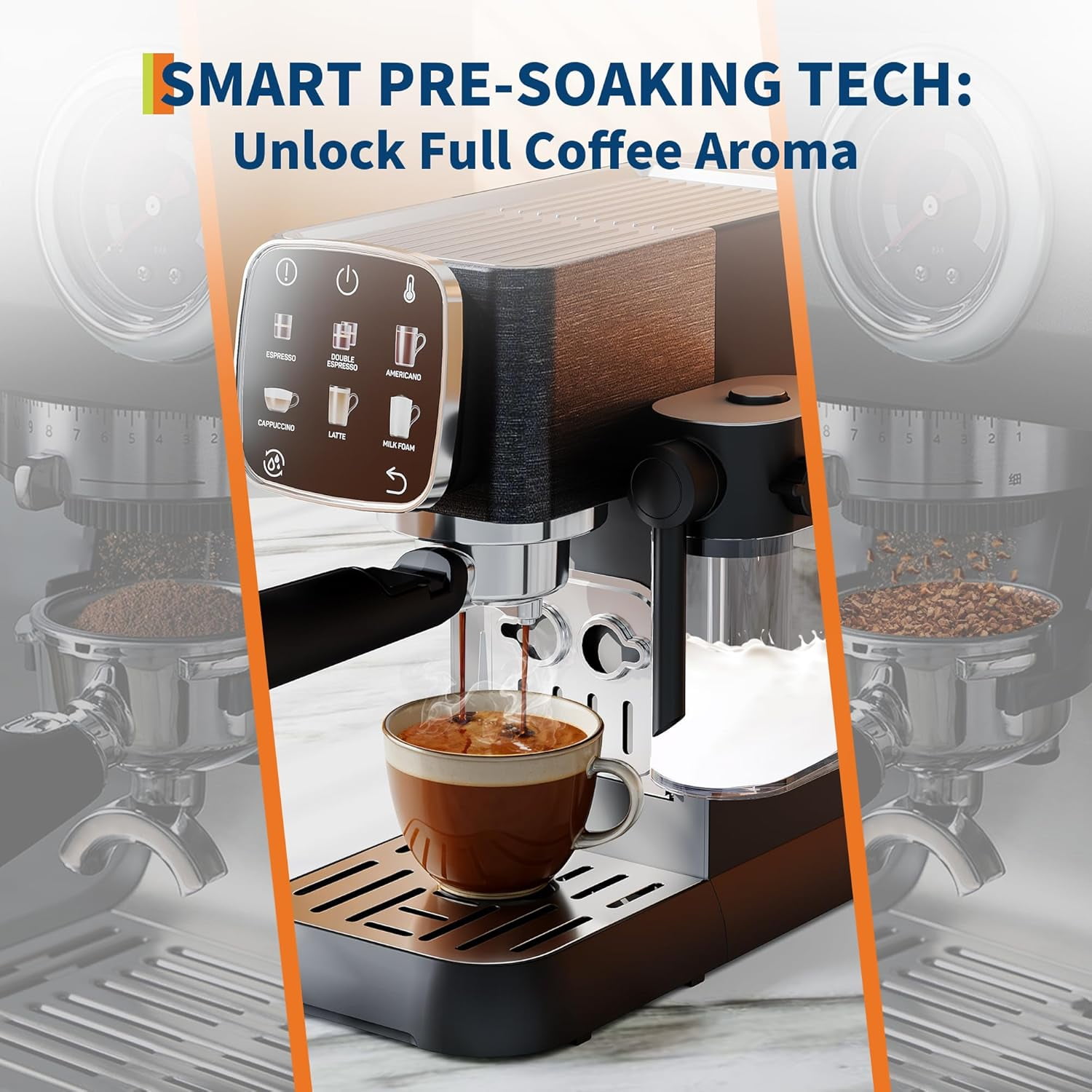 Ataucjin Espresso Coffee Machines, Espresso Machine Compact, 20 Bar Professional Espresso Machine with Milk Frother and Touchscreen for Cappuccino