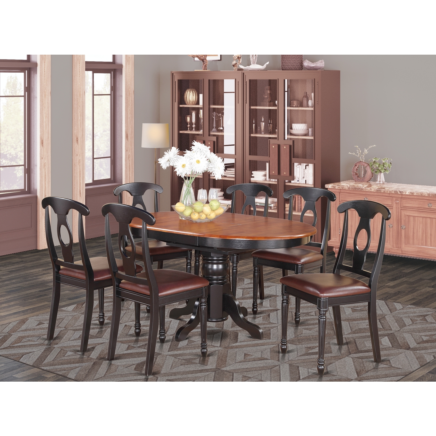 East West Furniture 5Piece Dining Table SetFinishBlack & Cherry