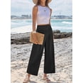 thumbnail image 4 of ZANKLEY Womens High Waist Smocked Wide Leg Flowy Pocketed Summer Lounge Beach Casual Pants, 4 of 13