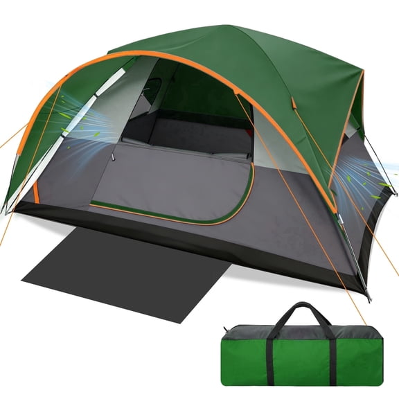 SANOPY 6-8 Person Instant Camping Tent with Removable Rainfly, Auto Setup Pop Up Tent for Family Outdoor /Hiking/Traveling with Carry Bag, Green