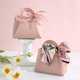 thumbnail image 2 of 10 piezas de bolsas de regalo de cuero rosa para distribuir, bolsas de regalo de boda para invitados, mini bolso con cinta, caja de embalaje de dulces, decoración de fiesta, 2 of 5