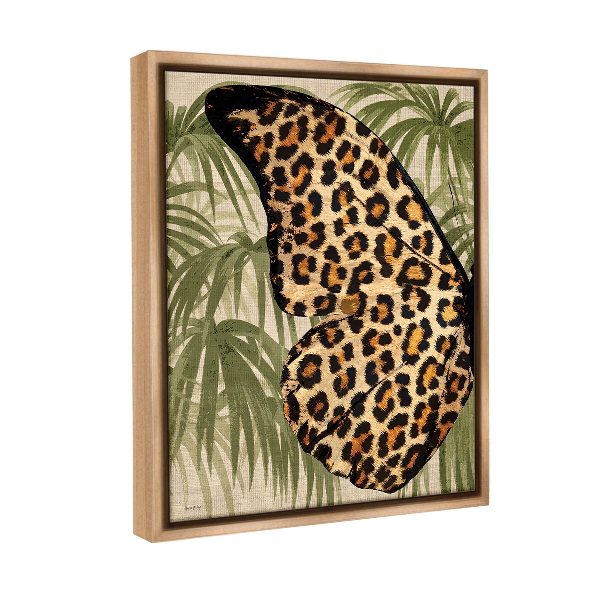 Stupell Industries Tropical Animal Pattern Wing Animals & Insects Painting Brown Floater Framed Canvas Art Print Wall Art, 17 x 21