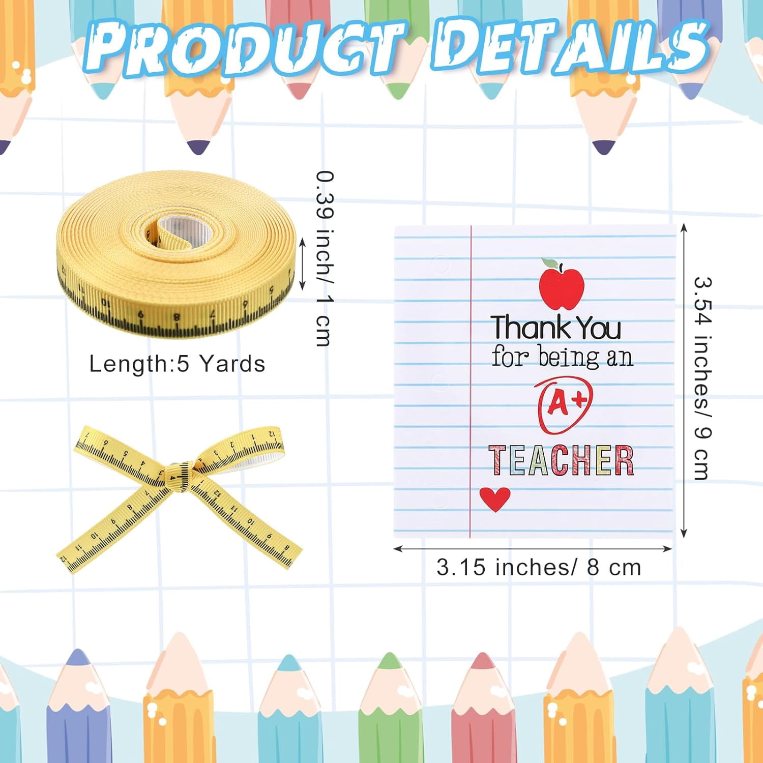 Frienda 24 Pcs Teacher Appreciation Gift Bags with Measuring Tape Ribbon Thank You Tags Clear PVC Notebook Style Gift Bags with Handle for Graduation End of Year Back to School Classroom Celebration