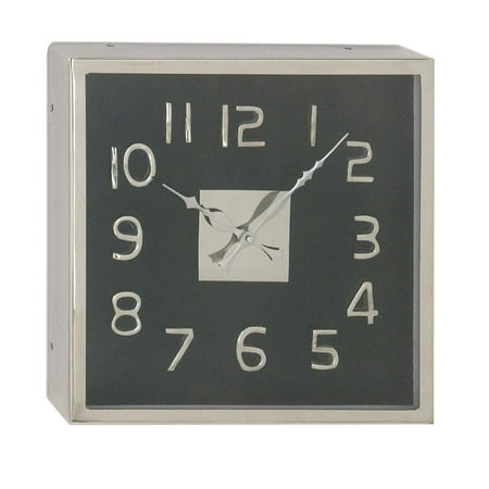Ge Wall Case - Decmode 12 Inch Modern Square Black Stainless Steel Wall Clock, Black