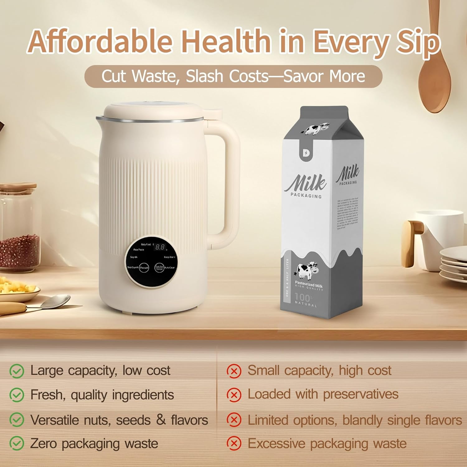 Taotique 8 in 1 Nut Milk Maker Blender, 40oz Homemade Almond, Oat, Soy, Coconut, Plant-Based and Non-Dairy Beverages with Self-Cleaning, Soybean Blender Machine with Delay Setting, Keep Warm, Boiling