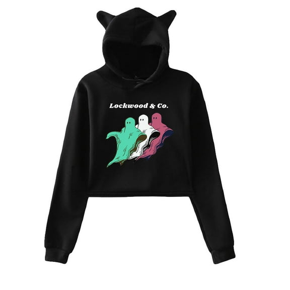 Lockwood＆Co Hoodie Sweatshirts Crop top Printing Rapper for Girls Cat Ear Youth Streetwear Clothes Casual