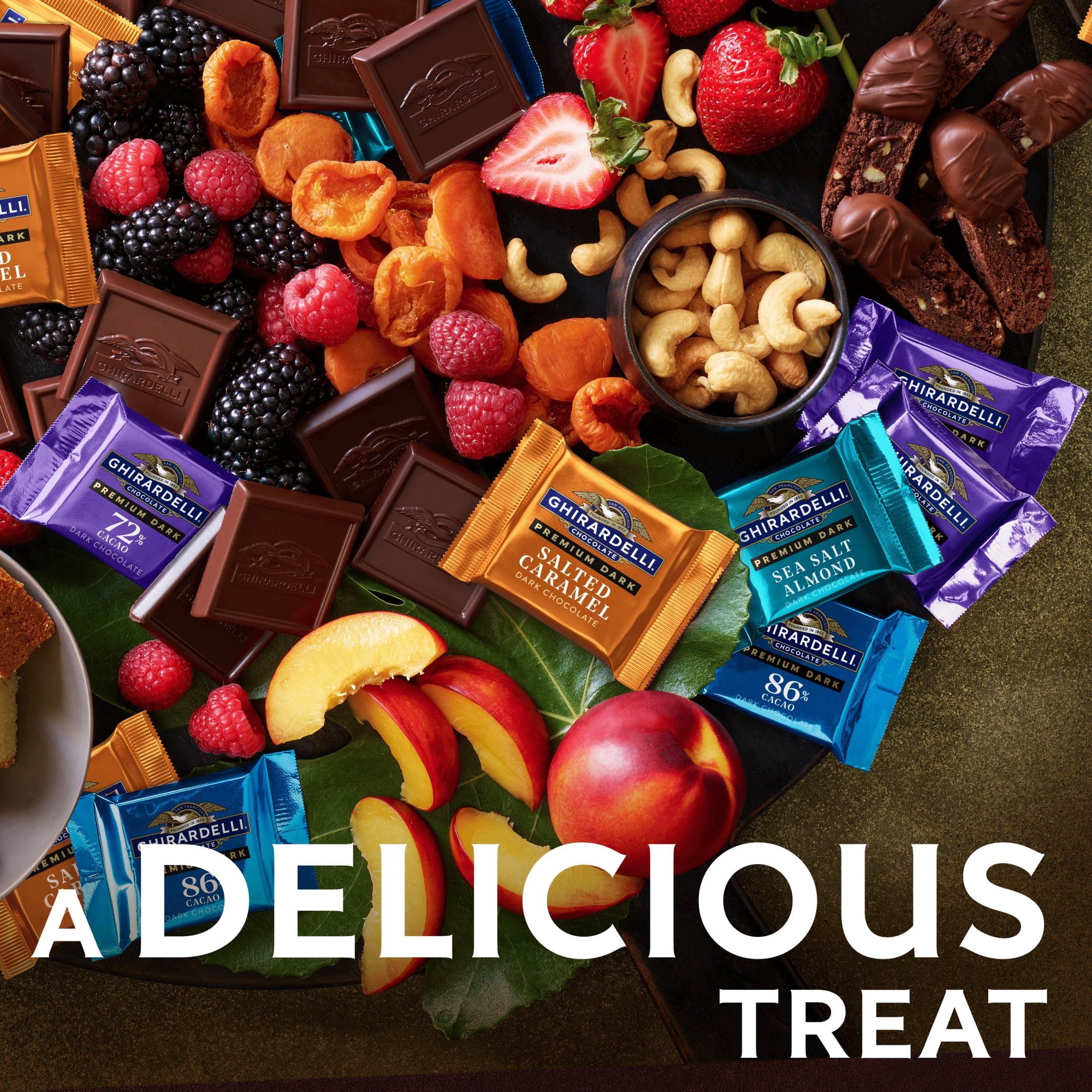 GHIRARDELLI PREMIUM DARK 72% Cacao Dark Chocolate SQUARES, 4.1 oz Bag