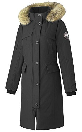 Alpinetek Women's Down Long Parka Coat (Medium, Black) by