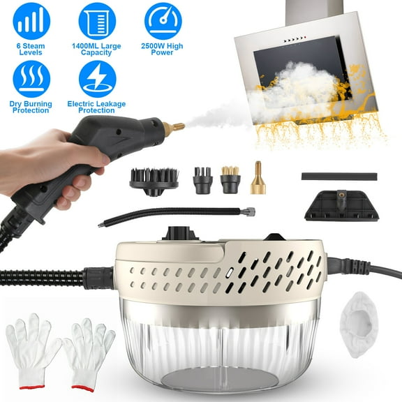 Moclever 2500W High Temperature and Pressure Steamer Cleaner, Handheld Car Steamer with 1400ML Tank 6 Steam Levels for Home Car