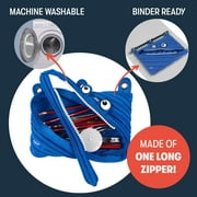 ZIPIT Monster 3-Ring Binder Pencil Pouch, Large Capacity Pen Case for Kids and Teens, Made of One Long Zipper! (Blue)