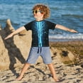 thumbnail image 3 of FORMRS Boys Rash Guard Short Sleeves Swim Shirt Quick Dry UPF 50+ Sun Protection, Sizes 3-12T, Blue Tree, 3 of 6