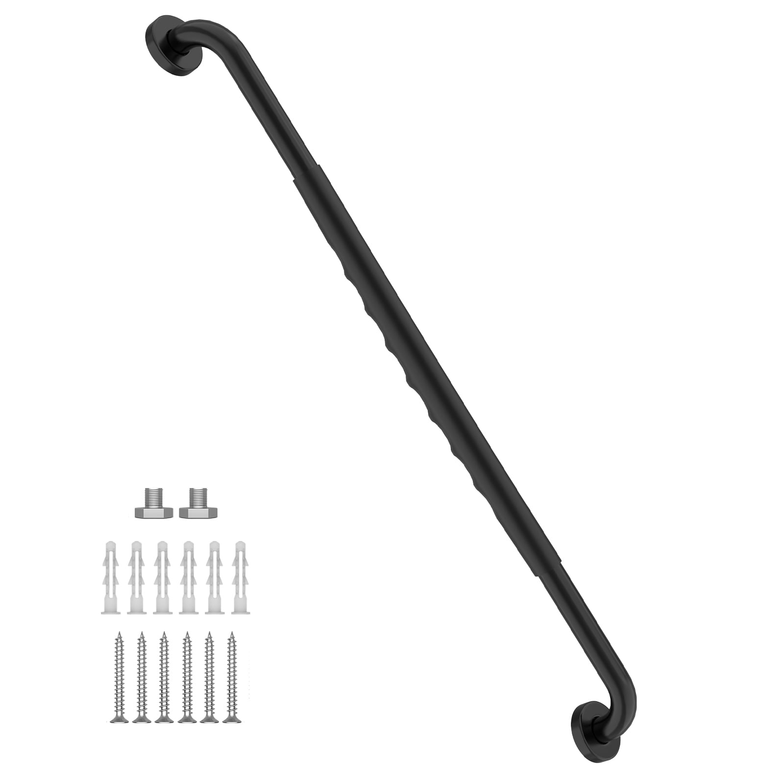 36 Inch Black Shower Grab Bar w/ Anti Slip Rubber Grip, ZUEXT Stainless