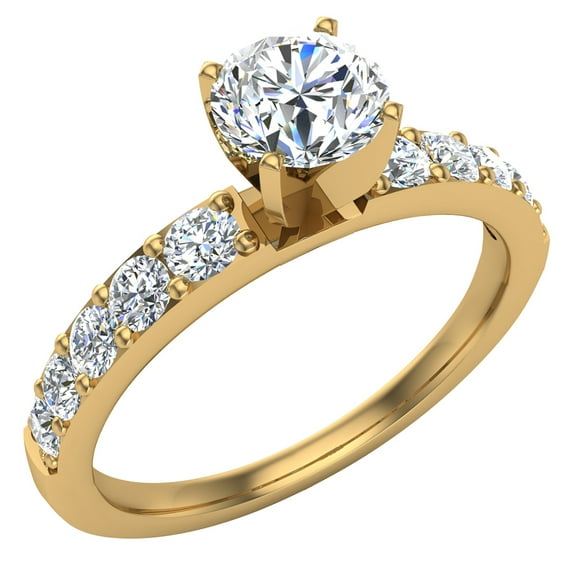 Diamond Engagement Ring with Accent Diamond Shank 14k Gold 0.85 CT