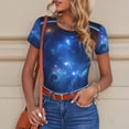 thumbnail image 4 of KLL Women 's Crew Neck Bodysuit Jumpsuits Astronaut Print Short onesies Stretch T Shirts, 4 of 5