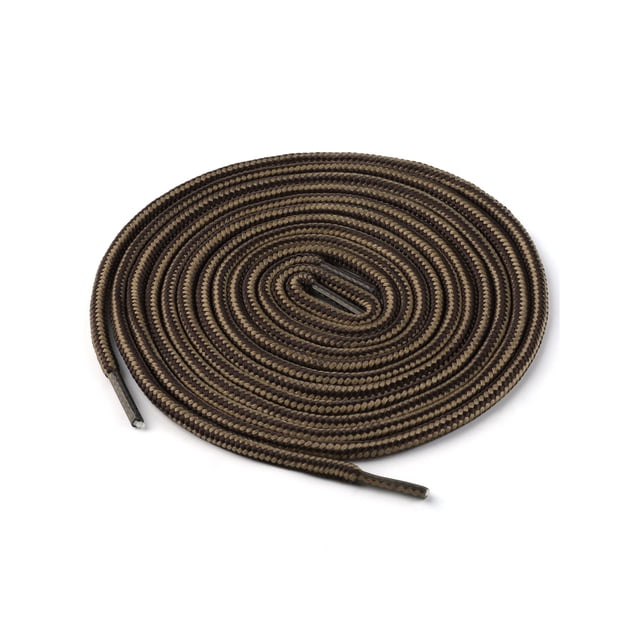 INSPIRE CHIC Unisex Round Rope Dual Colored Striped 1/5 Thick Boot Shoelace 150cm / 59.05" Light Brown Coffee