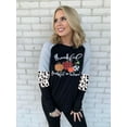 thumbnail image 6 of VILOVE Women Thanksgiving Pumpkin Shirt Thankful Grateful Blessed Leopard Print Long Sleeve Blouse Striped Fall Tee Top, 6 of 7