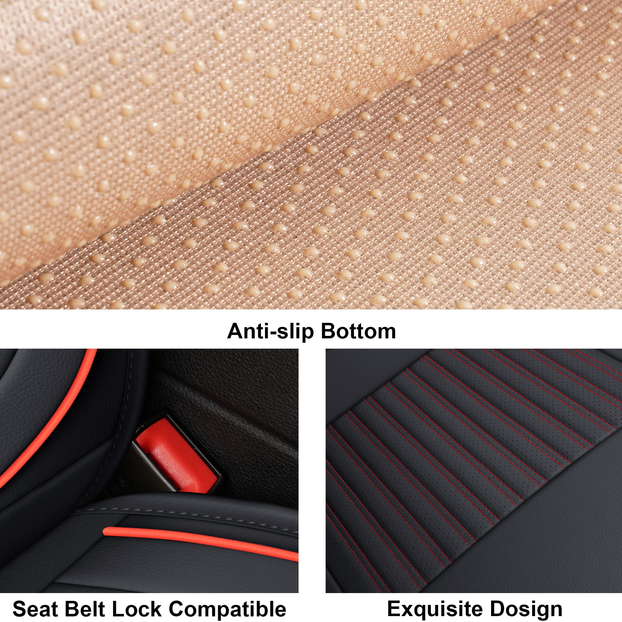 Kivaguru Universal Leather Car Seat Covers with Non-Slip Backrest Protection