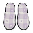 thumbnail image 3 of Junzan Fuzzy Feet Slippers For Women,House Shoes Non Slip Indoor/Outdoor,Floral Purple Buffalo Plaid Designs-Large, 3 of 9