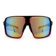 thumbnail image 6 of Xloop Mens Large Shield USA American Flag Print MTB Rectangle Sunglasses Black Red - Orange Mirror, 6 of 8
