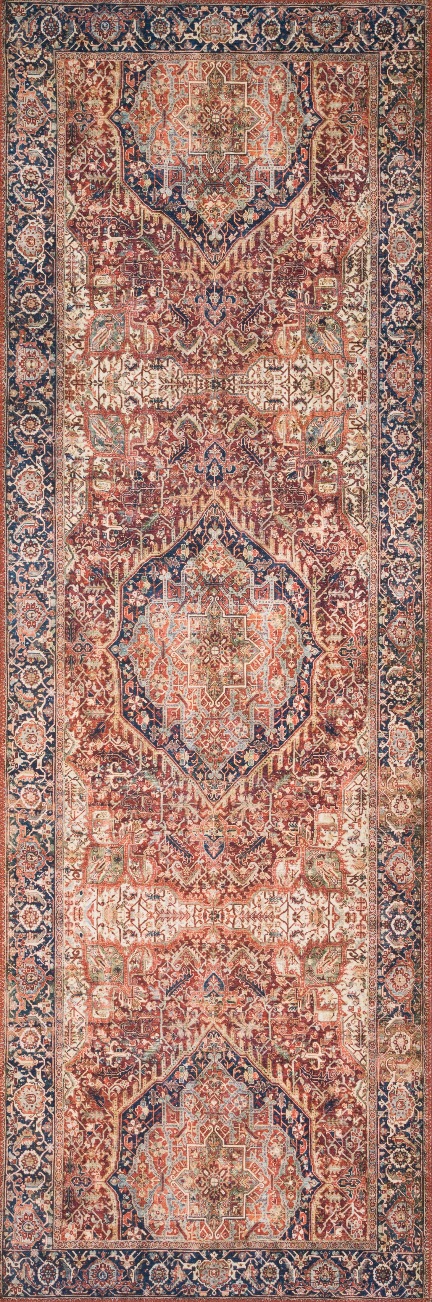 Loloi Layla Printed Oriental Distressed Red / Navy Area Rug