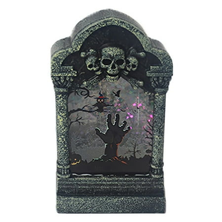 

Halloween Tombstone Light Multipurpose Skull Head 7 Light Battery Lamp Powered Changing LED Color Night Light Tombstone for Home Festival Party