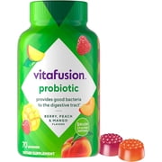 Vitafusion Probiotic Gummy Supplements Raspberry Peach and Mango Flavors Probiotic Nutritional Supplements with 5 Billion CFUs America s Number 1 Gummy Vitamin Brand 35 Day Supply 70 Count