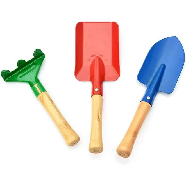Pcs Kids Garden Hand Tools,with Wooden Handle,small Rake Shovel And Trowel(suitable For Toddlers) 1 Set