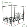 thumbnail image 4 of alazyhome Queen Size Canopy Metal Bed Frame, Metal Slat Support, Black, 4 of 8