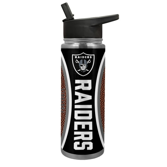 Las Vegas Raiders 24 ounce vacuum insulated stainless steel waterbottle with Gameball graphic