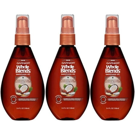 Garnier Hair Care Whole Blends Smoothing Oil with Coconut Oil & Cocoa Butter Extracts, 3.4 Fl Oz 3 Count