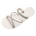 thumbnail image 1 of IUJSOY Womens Rhinestone Sandals Strappy Slides Cirsscross Strap Slip on Open Toe Flat Sandals, 1 of 9