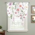 thumbnail image 2 of Pink Spring Floral Tie Up Curtains 45 Inches Long, Kitchen Window Curtains Over Sink, Flowers Elegant Pastoral Leaves Small Window Curtains Shade Balloon Curtains Valances for Bedroom/Cafe 34"x45", 2 of 8