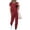 Burgundy, variant on Ekouaer Pajama Sets for Women Short Sleeve Pjs Sets 2 Piece Loungewear Sleepwear with Long Joggers Pants
