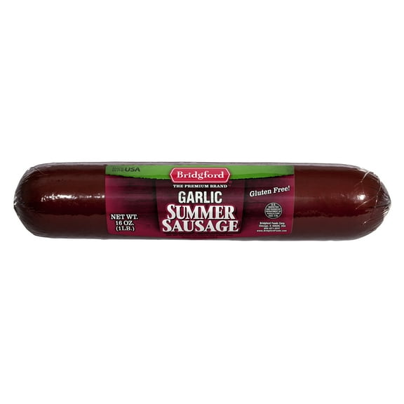 Bridgford Garlic Premium Summer Sausage, 16oz - Shelf-Stable, Gluten-Free Snack