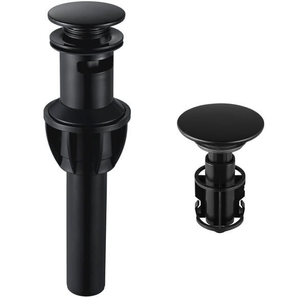 Desagüe para lavabo de baño Francany, negro mate, tipo pop-up con rebosadero