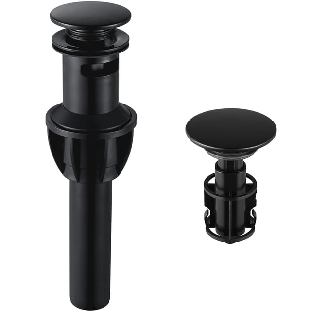 Desagüe para lavabo de baño Francany, negro mate, tipo pop-up con rebosadero