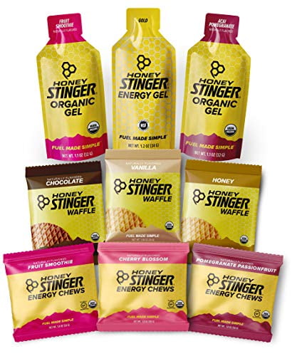 Honey Stinger Training Kit - 9 Count Plus Sticker - Energy Source for Any Activity - 3 Organic Waffles, 3 Packs of Energy Chews & 3 Energy Gels