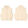 thumbnail image 5 of Xyxonk Womens Corduroy Puffer Vest Stand Collar Zip Snap Button Sleeveless Warm Waistcoat Padded Gilet,White M, 5 of 5