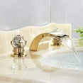 thumbnail image 3 of LED Light Waterfall Widespread Bathroom Basin Faucet 2 Crystal Knobs Sink Mixer Tap Gold Polished, 3 of 11