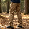 thumbnail image 4 of COSFO Tactical Cargo Pants for Men Waterproof Khaki Hiking Pants Straight Leg Relaxed Fit 6 Pockets Work Drawstring Men's Pants, 4 of 7