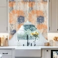 thumbnail image 6 of Swag Curtains Valances for Windows, Orange Abstract Texture Short Kitchen Window Curtains Over Sink, Modern Retro Mottled Cafe Curtains Panel Set Of 2,Rod Pocket, 36 Inches Length Blue Beige, 6 of 8