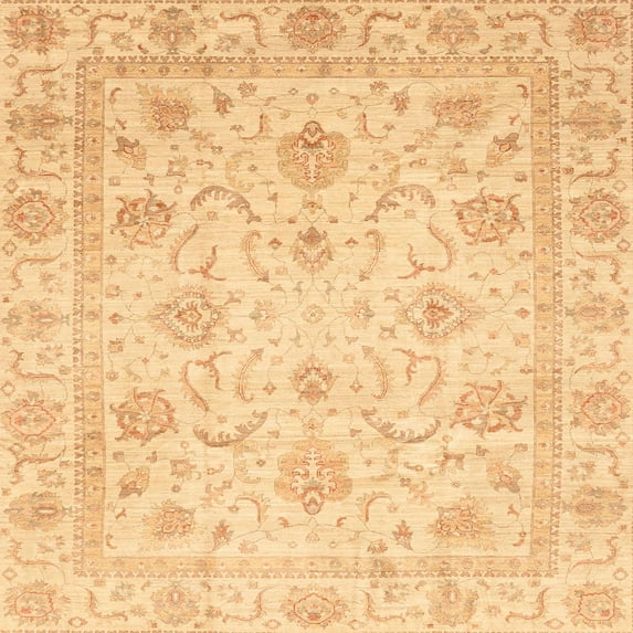Ahgly Company Machine Washable Indoor Square Abstract Orange Area Rugs, 3' Square